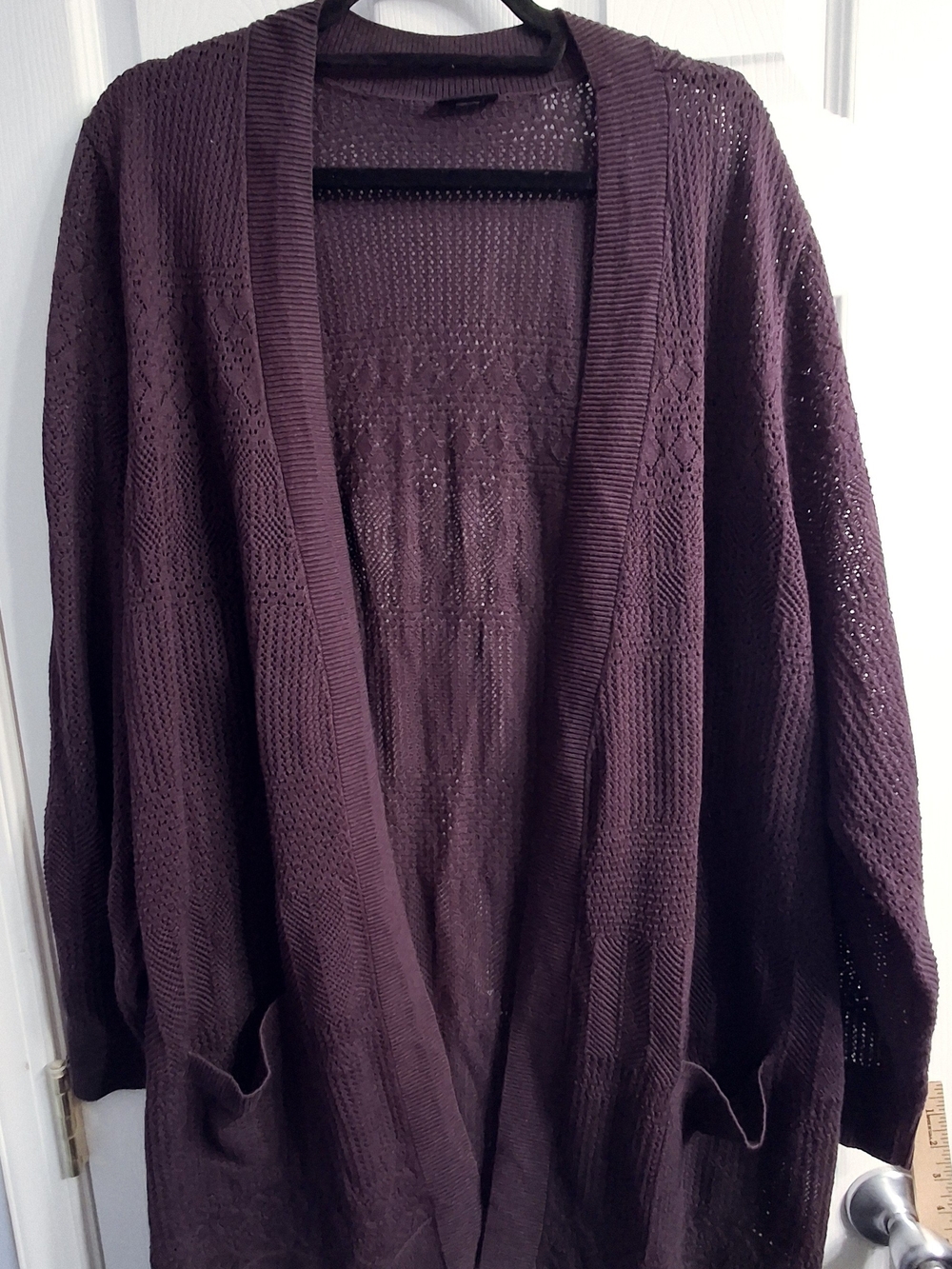 torrid Open-Front Knit Cardigan in Deep Plum